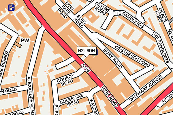 N22 6DH map - OS OpenMap – Local (Ordnance Survey) N22 6DH map - OS OpenMap – Local (Ordnance Survey)