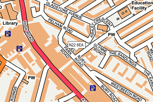 N22 6EA map - OS OpenMap – Local (Ordnance Survey) N22 6EA map - OS OpenMap – Local (Ordnance Survey)