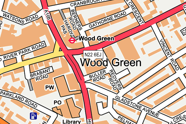 N22 6EJ map - OS OpenMap – Local (Ordnance Survey)