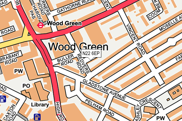 N22 6EP map - OS OpenMap – Local (Ordnance Survey)