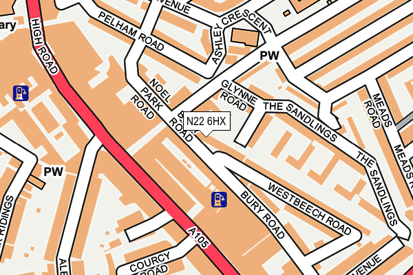 N22 6HX map - OS OpenMap – Local (Ordnance Survey) N22 6HX map - OS OpenMap – Local (Ordnance Survey)