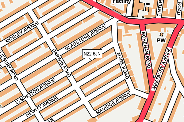 N22 6JN map - OS OpenMap – Local (Ordnance Survey) N22 6JN map - OS OpenMap – Local (Ordnance Survey)