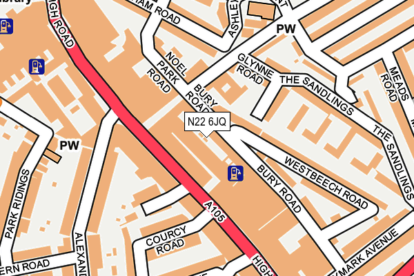 N22 6JQ map - OS OpenMap – Local (Ordnance Survey) N22 6JQ map - OS OpenMap – Local (Ordnance Survey)