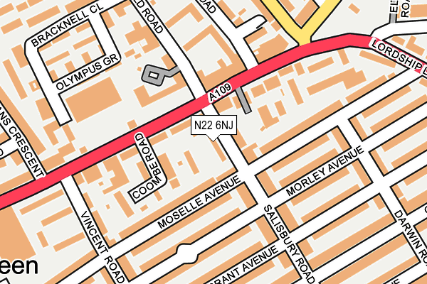 N22 6NJ map - OS OpenMap – Local (Ordnance Survey) N22 6NJ map - OS OpenMap – Local (Ordnance Survey)