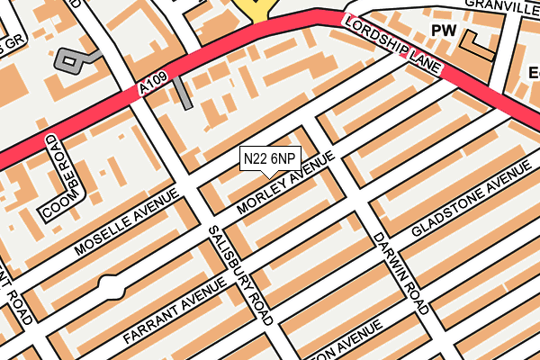 N22 6NP map - OS OpenMap – Local (Ordnance Survey) N22 6NP map - OS OpenMap – Local (Ordnance Survey)