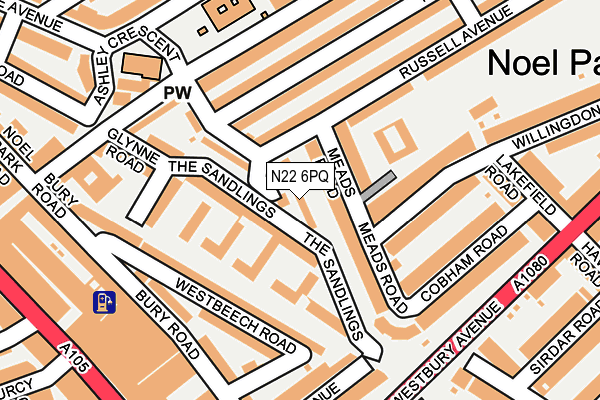 N22 6PQ map - OS OpenMap – Local (Ordnance Survey) N22 6PQ map - OS OpenMap – Local (Ordnance Survey)