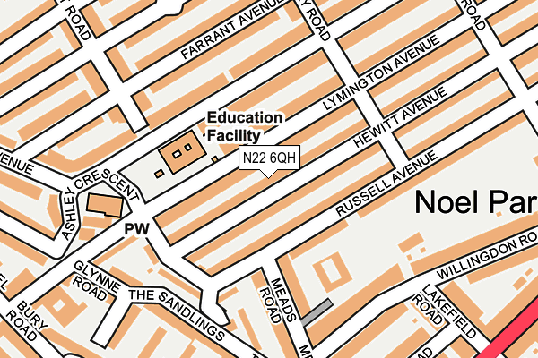 N22 6QH map - OS OpenMap – Local (Ordnance Survey)