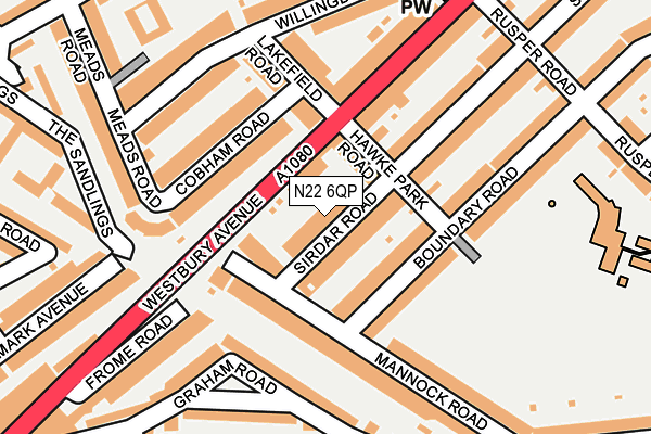 N22 6QP map - OS OpenMap – Local (Ordnance Survey) N22 6QP map - OS OpenMap – Local (Ordnance Survey)