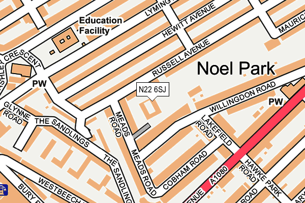 N22 6SJ map - OS OpenMap – Local (Ordnance Survey) N22 6SJ map - OS OpenMap – Local (Ordnance Survey)