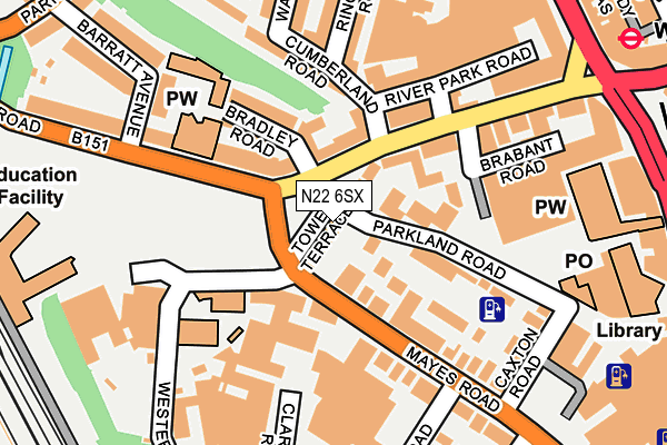 N22 6SX map - OS OpenMap – Local (Ordnance Survey) N22 6SX map - OS OpenMap – Local (Ordnance Survey)