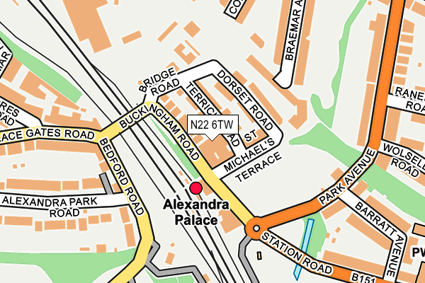 N22 6TW map - OS OpenMap – Local (Ordnance Survey) N22 6TW map - OS OpenMap – Local (Ordnance Survey)
