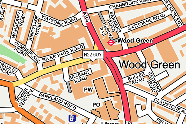 N22 6UY map - OS OpenMap – Local (Ordnance Survey) N22 6UY map - OS OpenMap – Local (Ordnance Survey)