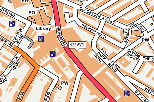 N22 6YD map - OS OpenMap – Local (Ordnance Survey) N22 6YD map - OS OpenMap – Local (Ordnance Survey)