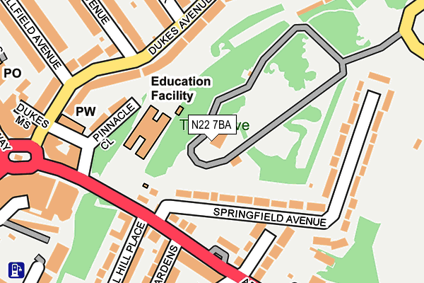 N22 7BA map - OS OpenMap – Local (Ordnance Survey) N22 7BA map - OS OpenMap – Local (Ordnance Survey)
