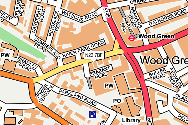 N22 7BF map - OS OpenMap – Local (Ordnance Survey) N22 7BF map - OS OpenMap – Local (Ordnance Survey)