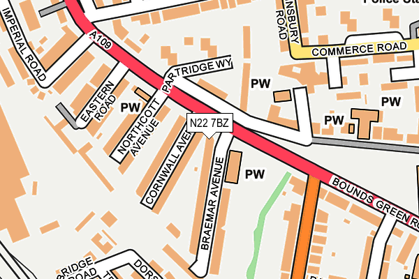 N22 7BZ map - OS OpenMap – Local (Ordnance Survey) N22 7BZ map - OS OpenMap – Local (Ordnance Survey)