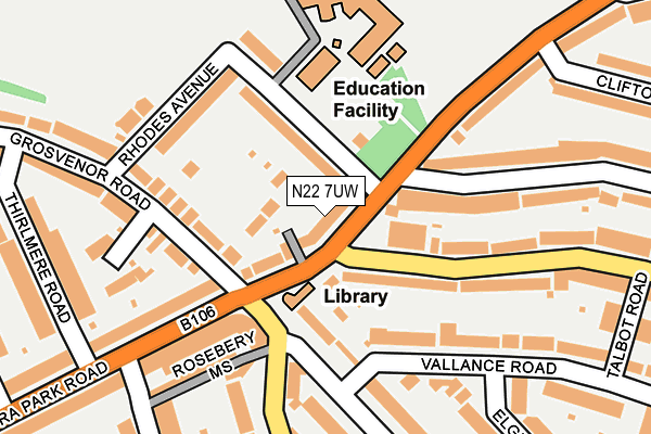 N22 7UW map - OS OpenMap – Local (Ordnance Survey) N22 7UW map - OS OpenMap – Local (Ordnance Survey)