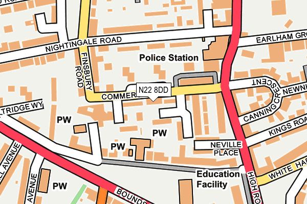 N22 8DD map - OS OpenMap – Local (Ordnance Survey) N22 8DD map - OS OpenMap – Local (Ordnance Survey)