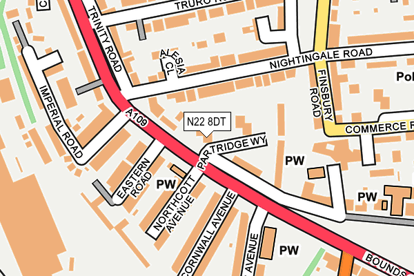 N22 8DT map - OS OpenMap – Local (Ordnance Survey) N22 8DT map - OS OpenMap – Local (Ordnance Survey)