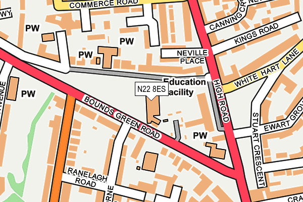 N22 8ES map - OS OpenMap – Local (Ordnance Survey) N22 8ES map - OS OpenMap – Local (Ordnance Survey)