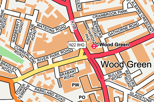 N22 8HQ map - OS OpenMap – Local (Ordnance Survey) N22 8HQ map - OS OpenMap – Local (Ordnance Survey)