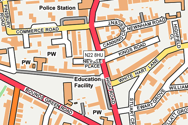N22 8HU map - OS OpenMap – Local (Ordnance Survey) N22 8HU map - OS OpenMap – Local (Ordnance Survey)