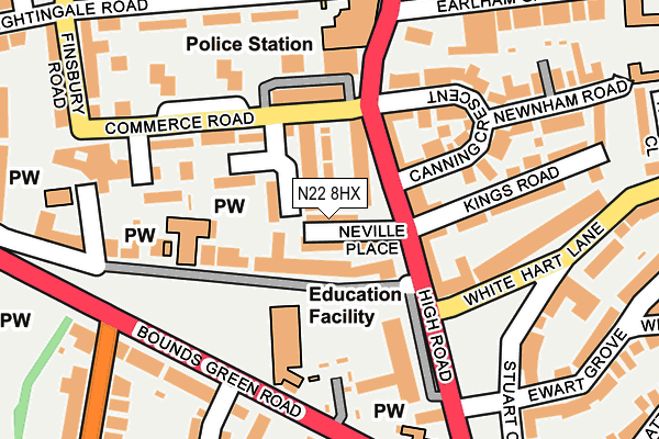 N22 8HX map - OS OpenMap – Local (Ordnance Survey) N22 8HX map - OS OpenMap – Local (Ordnance Survey)