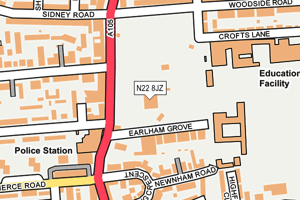 N22 8JZ map - OS OpenMap – Local (Ordnance Survey) N22 8JZ map - OS OpenMap – Local (Ordnance Survey)