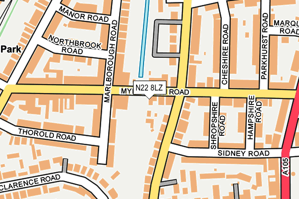 N22 8LZ map - OS OpenMap – Local (Ordnance Survey) N22 8LZ map - OS OpenMap – Local (Ordnance Survey)