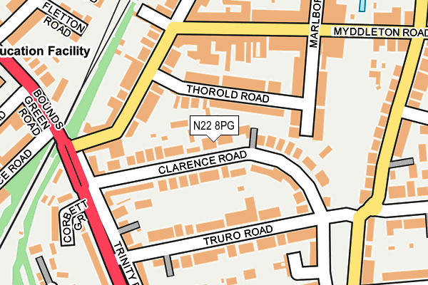 N22 8PG map - OS OpenMap – Local (Ordnance Survey) N22 8PG map - OS OpenMap – Local (Ordnance Survey)