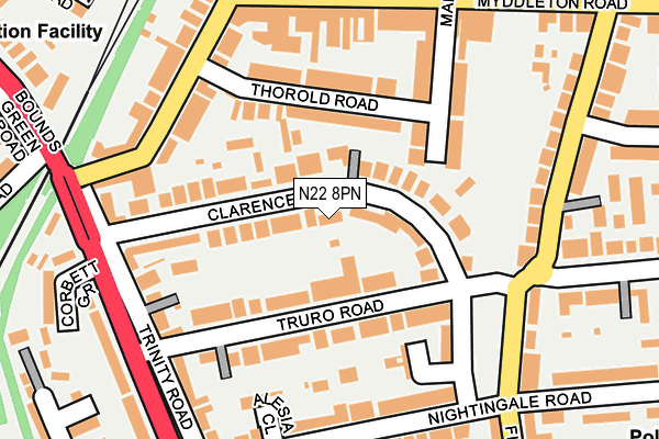 N22 8PN map - OS OpenMap – Local (Ordnance Survey) N22 8PN map - OS OpenMap – Local (Ordnance Survey)