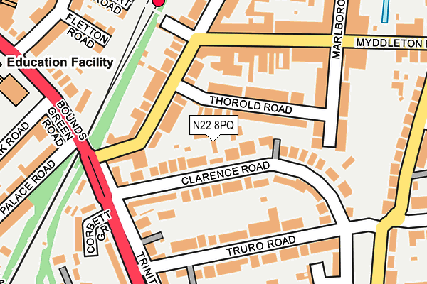 N22 8PQ map - OS OpenMap – Local (Ordnance Survey) N22 8PQ map - OS OpenMap – Local (Ordnance Survey)