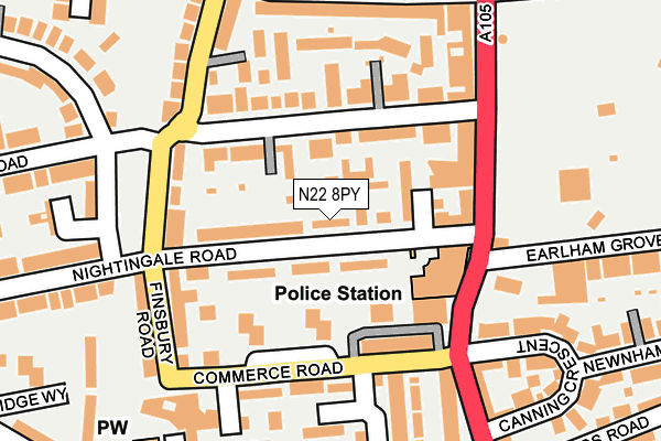 N22 8PY map - OS OpenMap – Local (Ordnance Survey) N22 8PY map - OS OpenMap – Local (Ordnance Survey)