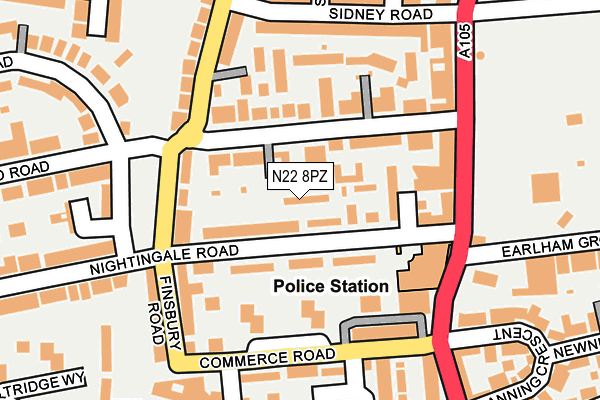 N22 8PZ map - OS OpenMap – Local (Ordnance Survey) N22 8PZ map - OS OpenMap – Local (Ordnance Survey)