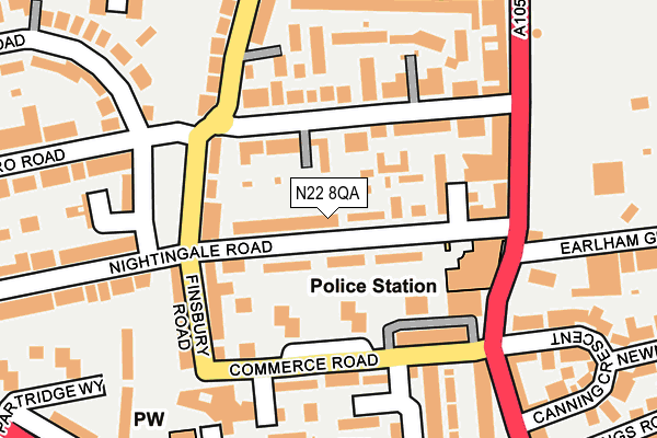 N22 8QA map - OS OpenMap – Local (Ordnance Survey) N22 8QA map - OS OpenMap – Local (Ordnance Survey)