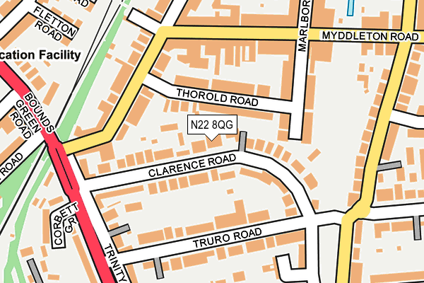 N22 8QG map - OS OpenMap – Local (Ordnance Survey) N22 8QG map - OS OpenMap – Local (Ordnance Survey)