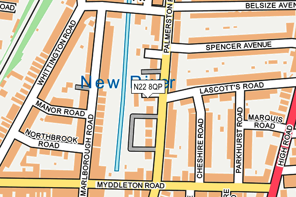 N22 8QP map - OS OpenMap – Local (Ordnance Survey) N22 8QP map - OS OpenMap – Local (Ordnance Survey)