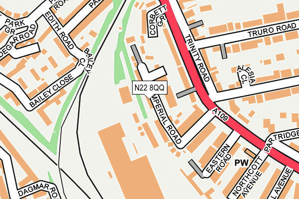 N22 8QQ map - OS OpenMap – Local (Ordnance Survey) N22 8QQ map - OS OpenMap – Local (Ordnance Survey)