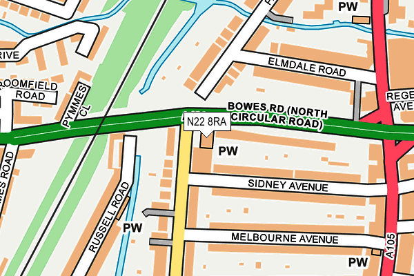 N22 8RA map - OS OpenMap – Local (Ordnance Survey) N22 8RA map - OS OpenMap – Local (Ordnance Survey)