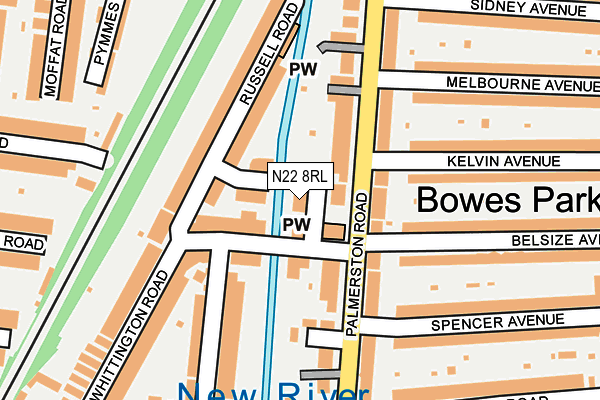 N22 8RL map - OS OpenMap – Local (Ordnance Survey) N22 8RL map - OS OpenMap – Local (Ordnance Survey)