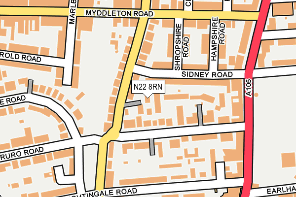 N22 8RN map - OS OpenMap – Local (Ordnance Survey) N22 8RN map - OS OpenMap – Local (Ordnance Survey)