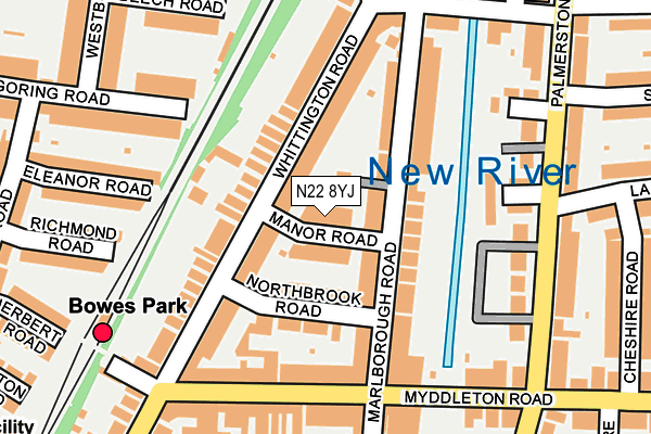 N22 8YJ map - OS OpenMap – Local (Ordnance Survey) N22 8YJ map - OS OpenMap – Local (Ordnance Survey)