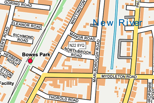 N22 8YQ map - OS OpenMap – Local (Ordnance Survey) N22 8YQ map - OS OpenMap – Local (Ordnance Survey)