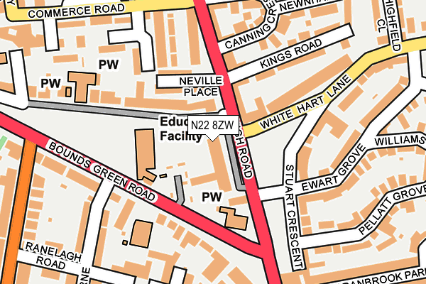 N22 8ZW map - OS OpenMap – Local (Ordnance Survey) N22 8ZW map - OS OpenMap – Local (Ordnance Survey)