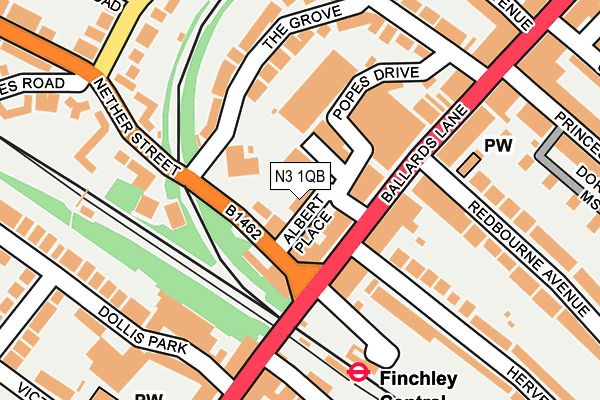 N3 1QB map - OS OpenMap – Local (Ordnance Survey)