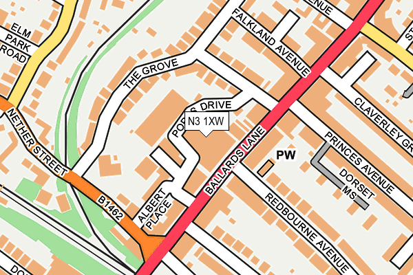 N3 1XW map - OS OpenMap – Local (Ordnance Survey) N3 1XW map - OS OpenMap – Local (Ordnance Survey)