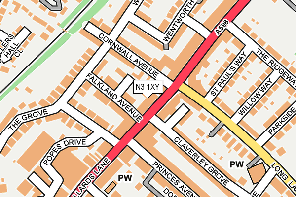 N3 1XY map - OS OpenMap – Local (Ordnance Survey) N3 1XY map - OS OpenMap – Local (Ordnance Survey)