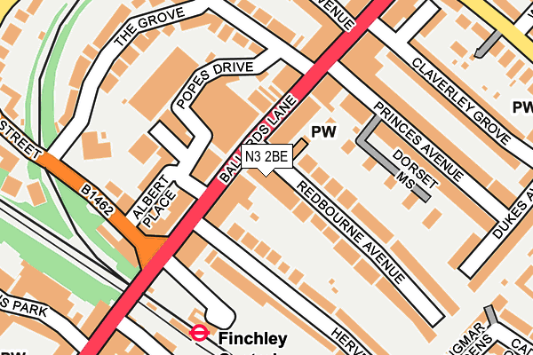 N3 2BE map - OS OpenMap – Local (Ordnance Survey)