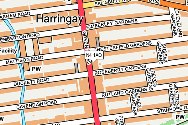 N4 1AQ map - OS OpenMap – Local (Ordnance Survey)
