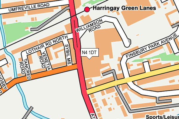 N4 1DT map - OS OpenMap – Local (Ordnance Survey)
